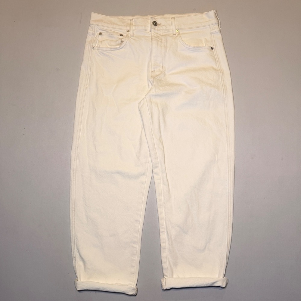 AYR Jeans Womens 30 Cream Organic Cotton High Rise Barrel Leg LA Capsule Minimal